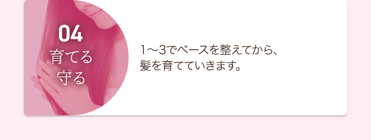 04育てる守る 1〜3でベースを整えてから、髪を育てていきます。